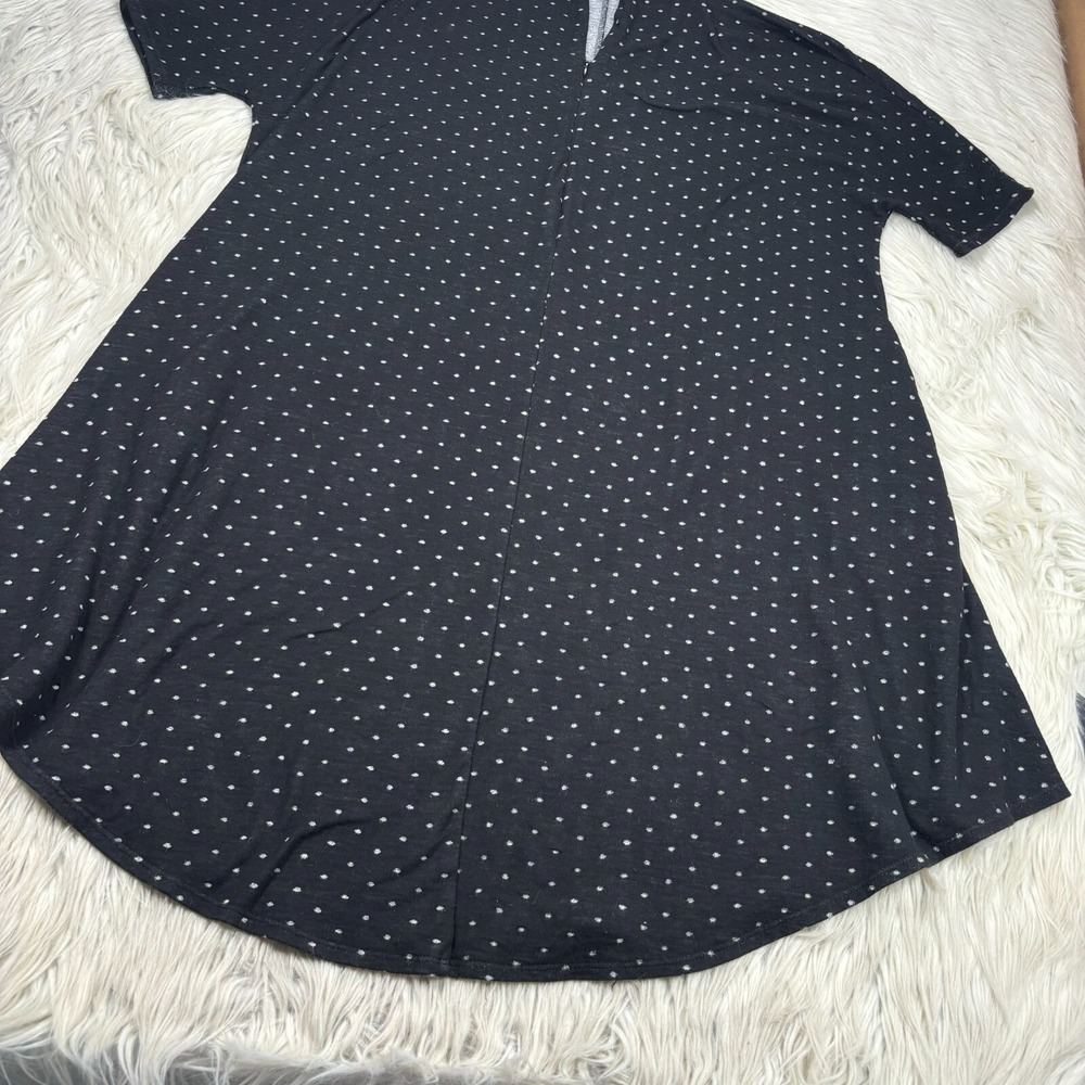 Curator Women's M Black White Zip Neck Polka Dot Knit A-Line Dress - Picture 2 of 7